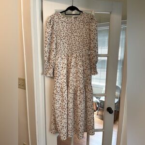 SHEIN Floral cottage core style smocked MIDI dress
